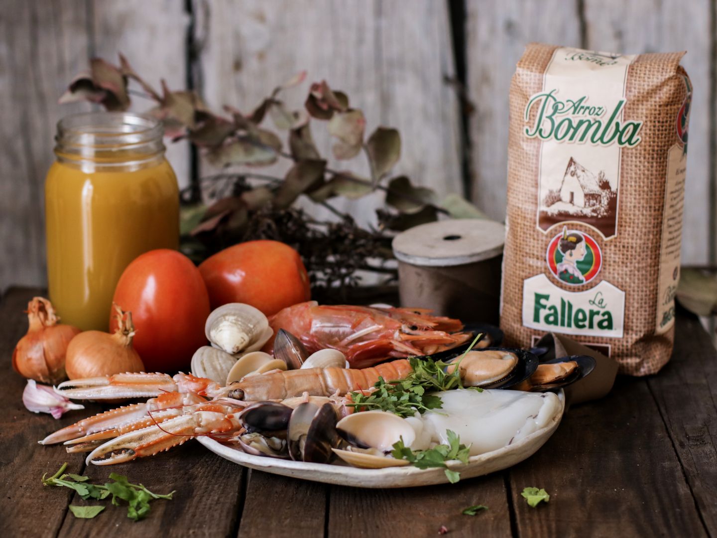 Ingredientes para preparar Paella de marisco