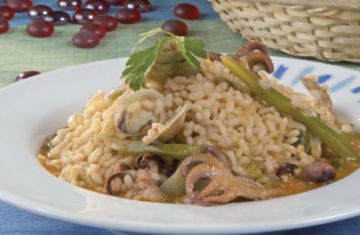 arroz con pulpitos y alcachofas