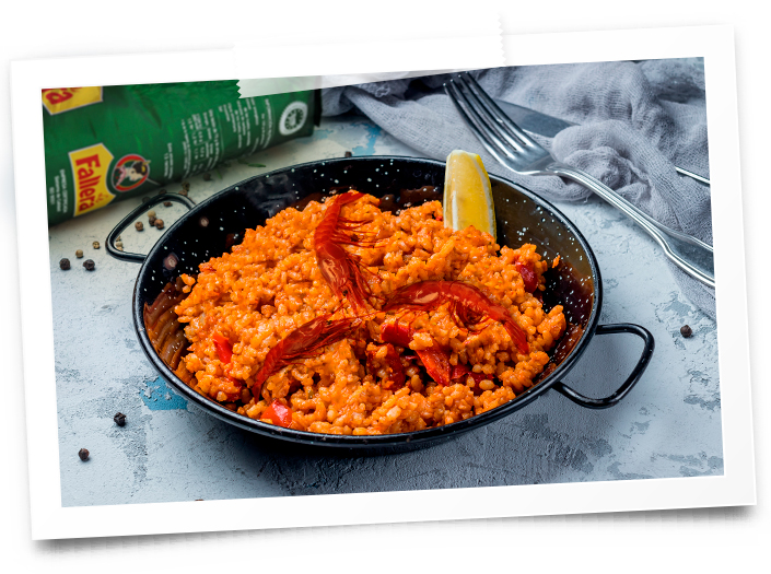 Plato de arroz con carabineros