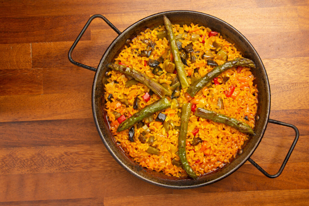 Paella valenciana de verduras