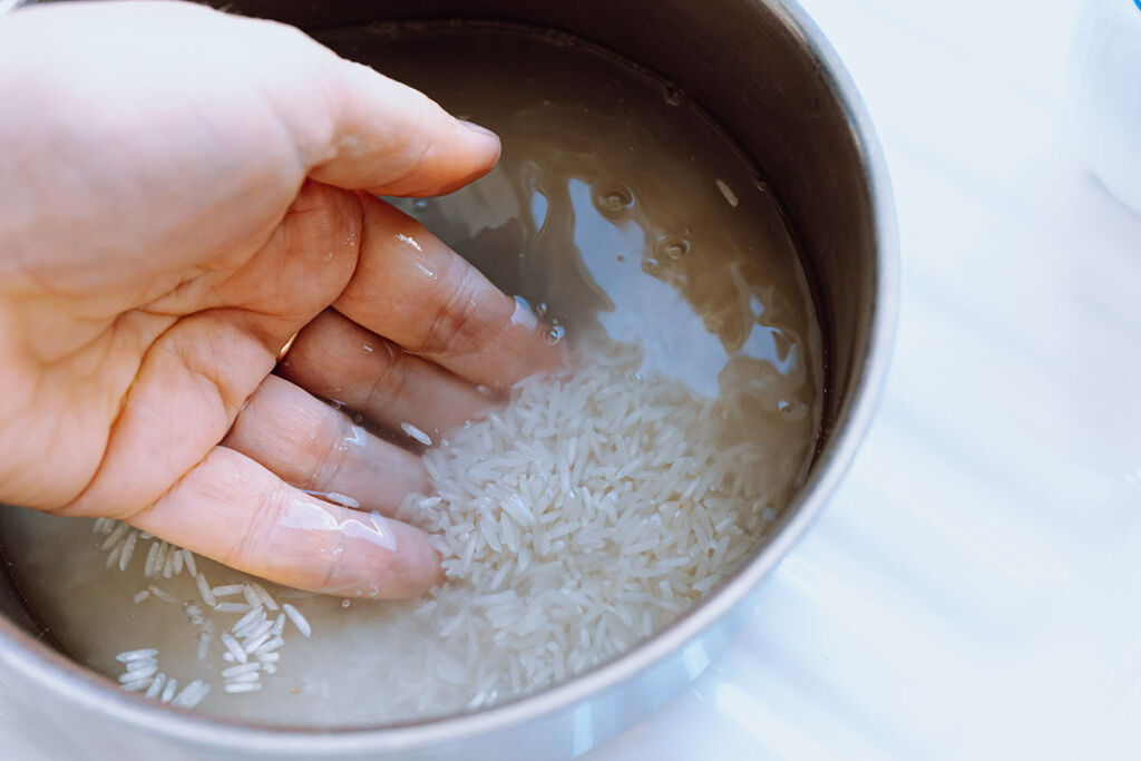 proporción de agua y arroz