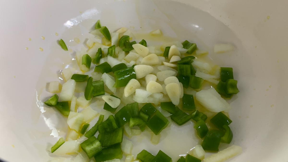 paso a paso Arroz con frijoles verduras