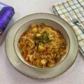 Arroz meloso con pulpo y gambas