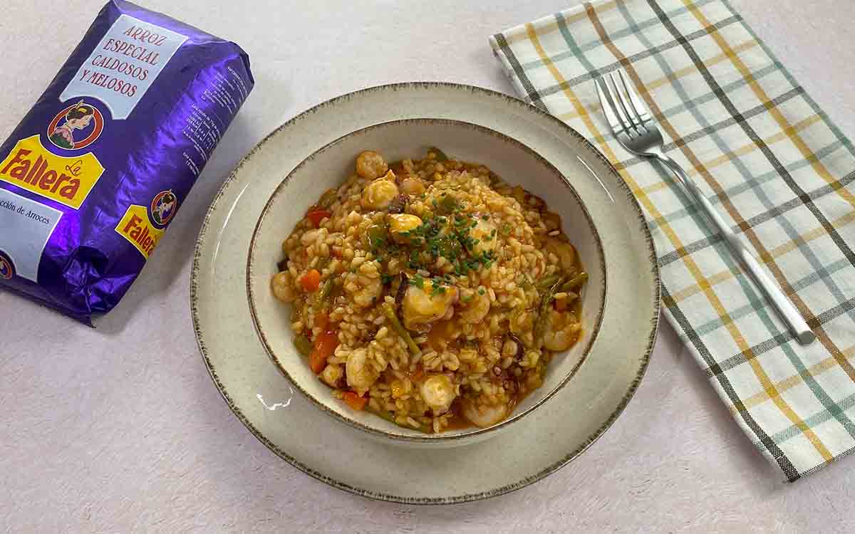 Arroz meloso con pulpo y gambas