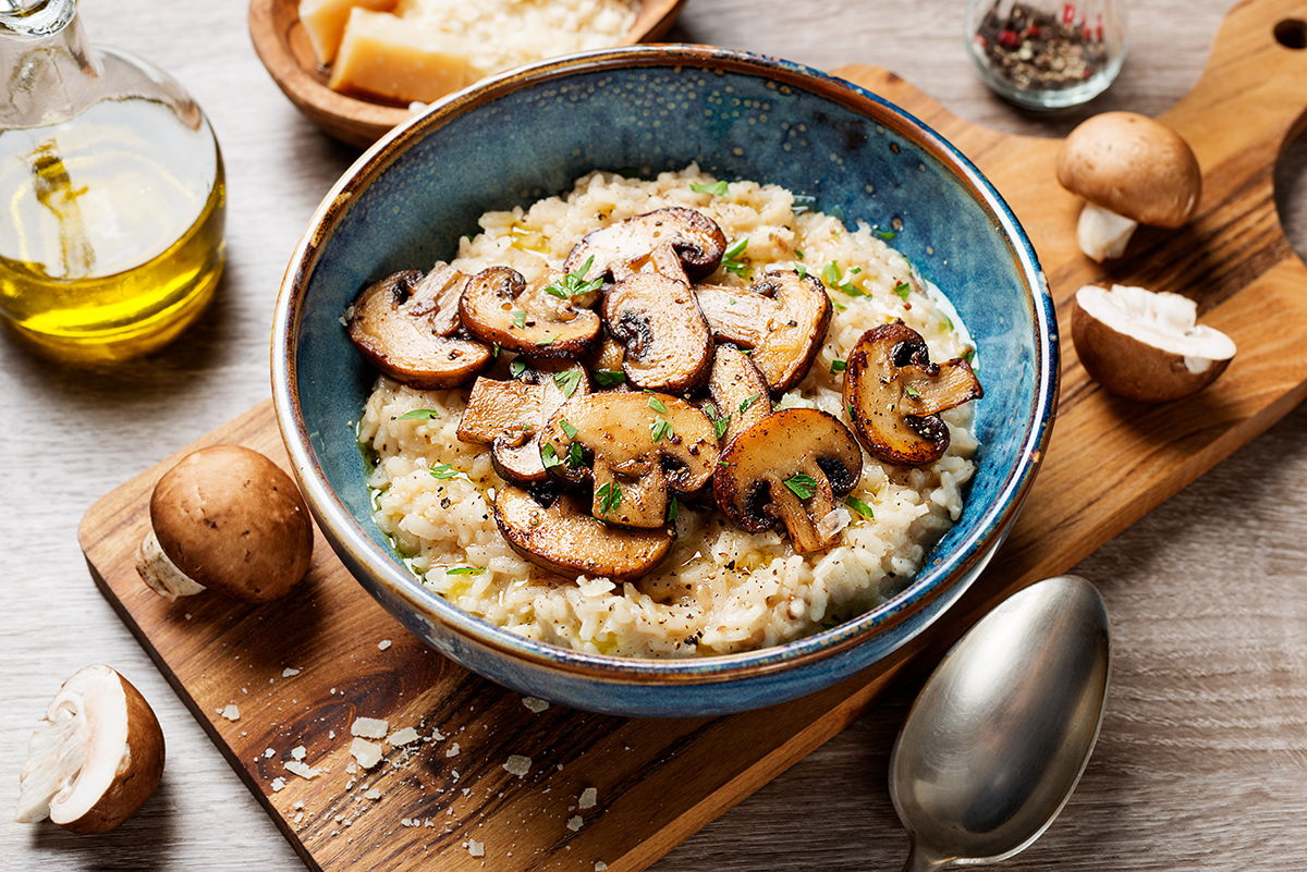 comida vegetariana risotto