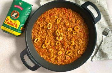 arroz con calamares y gambas