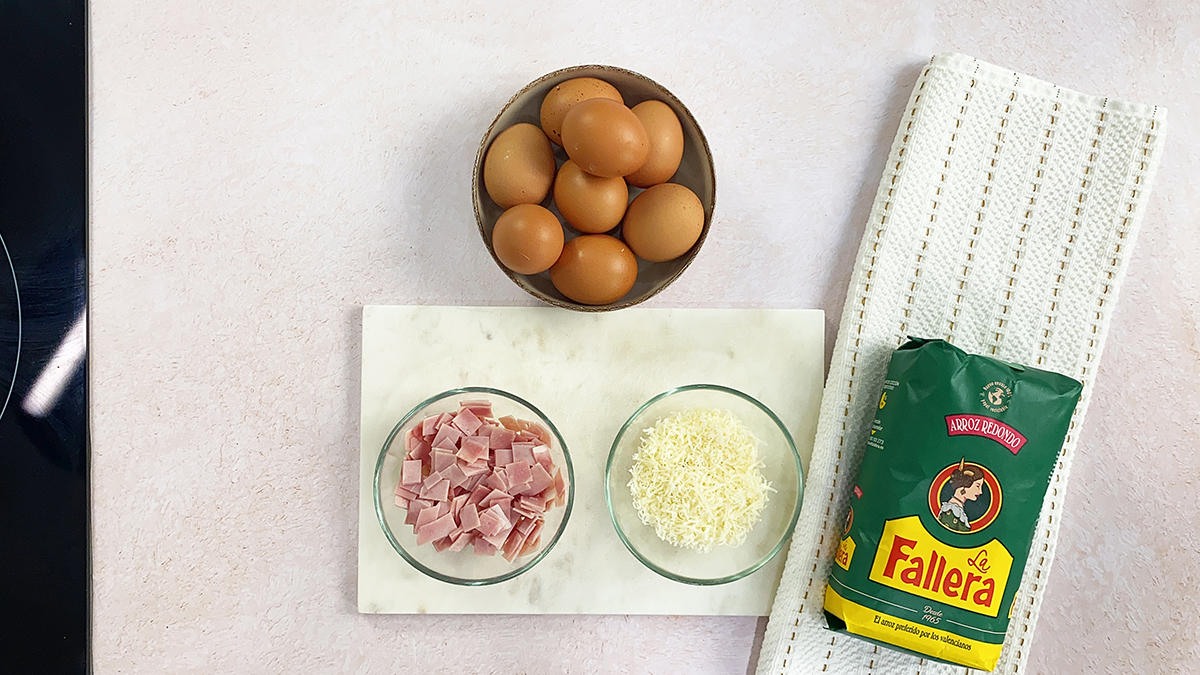 tortilla de arroz con jamon y queso ingredientes