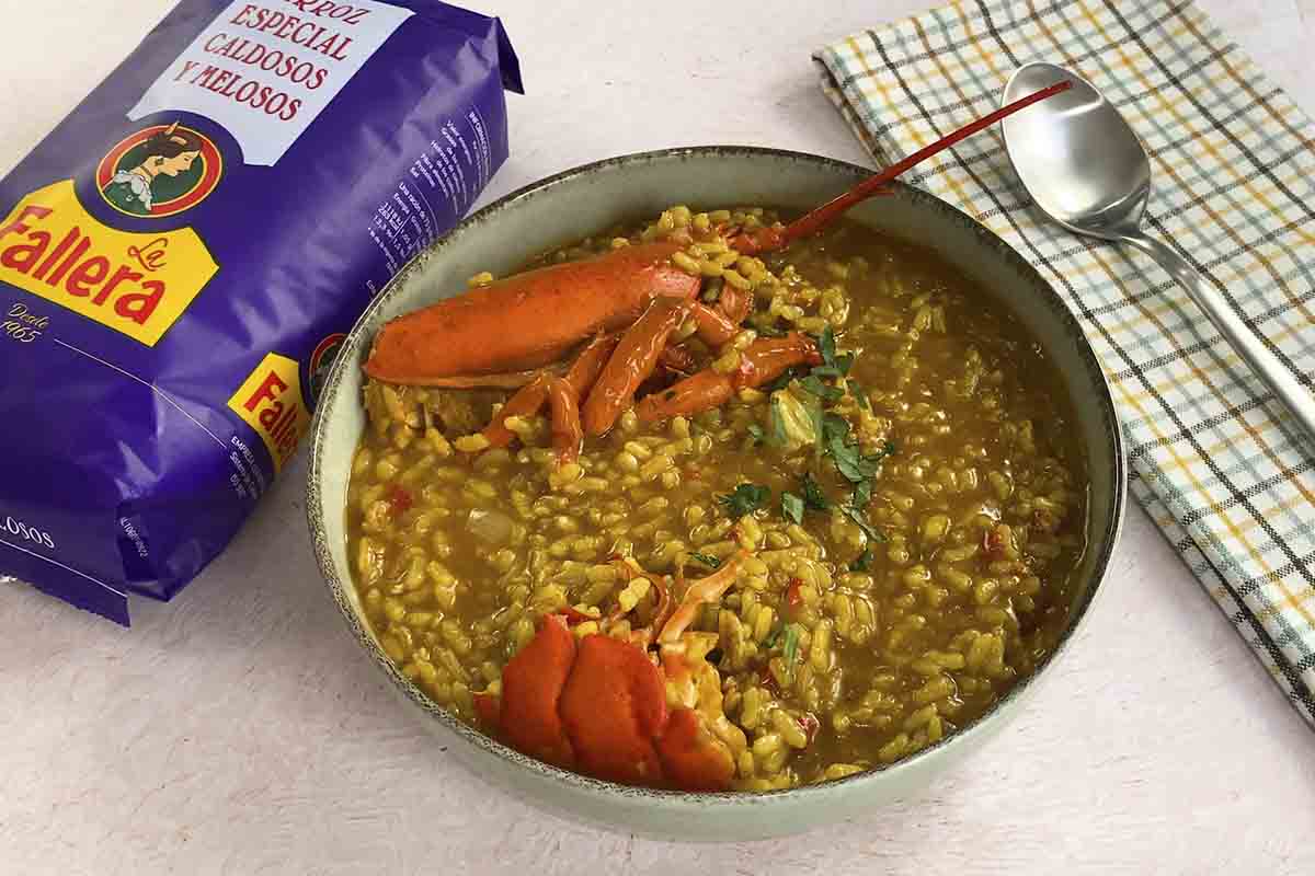 arroz con bogavante meloso valenciano emplatado