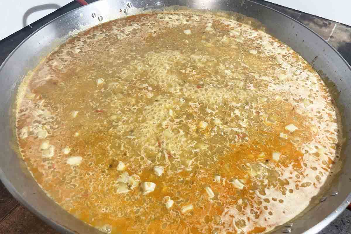paso a paso arroz con nécoras cocción arroz