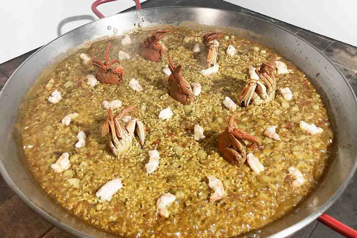 paso a paso arroz con nécoras gambón y nécoras