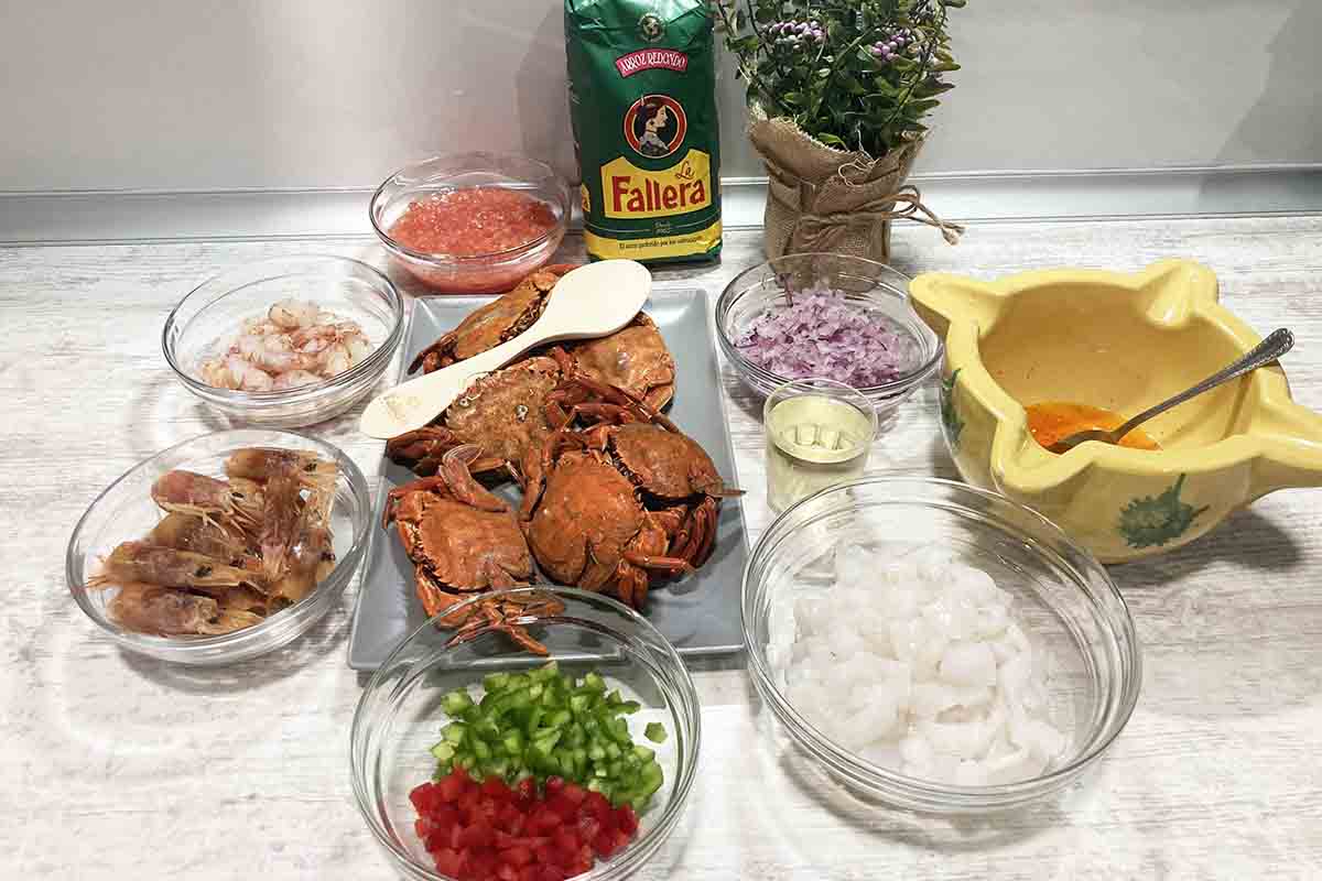 paso a paso arroz con nécoras ingredientes