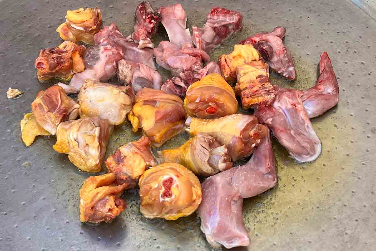paso a paso arroz con pollo y conejo sofreír carne