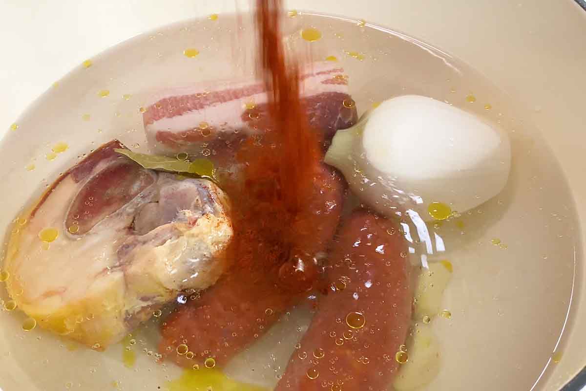 paso a paso judías pintas con chorizo pimentón