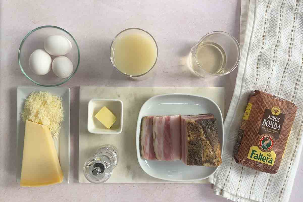 paso a paso risotto carbonara ingredientes
