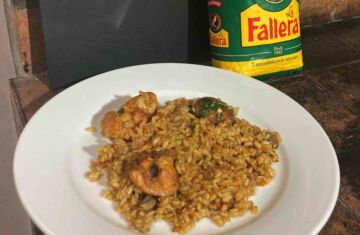 arroz con pollo y champiñones