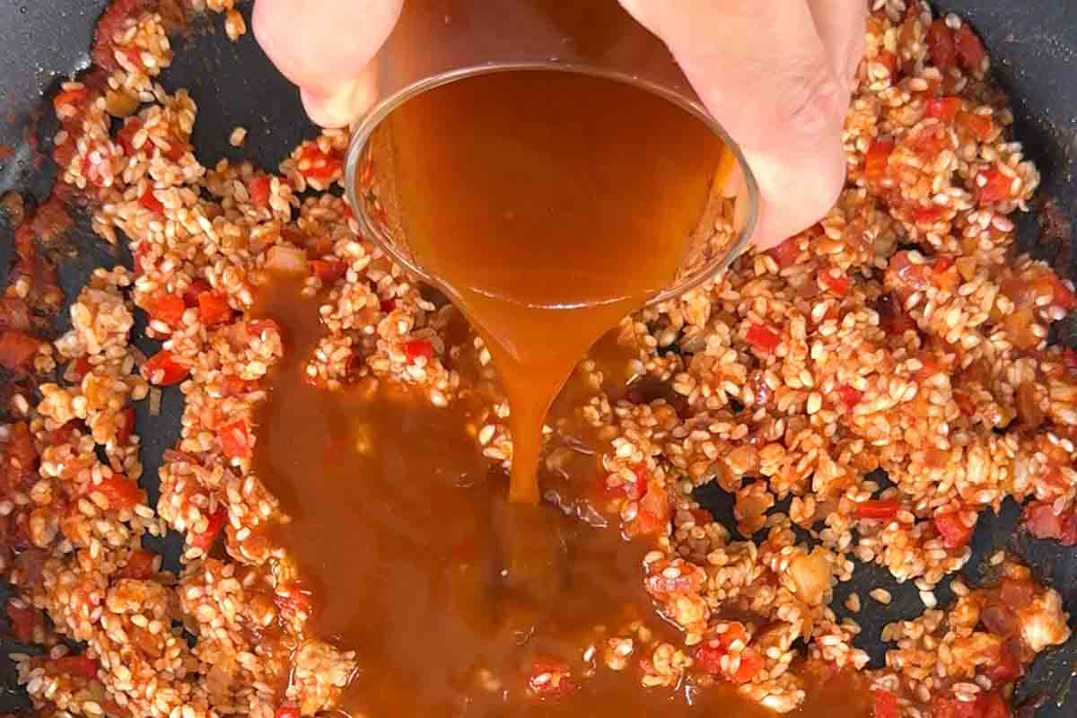 paso a paso arroz con centollo caldo