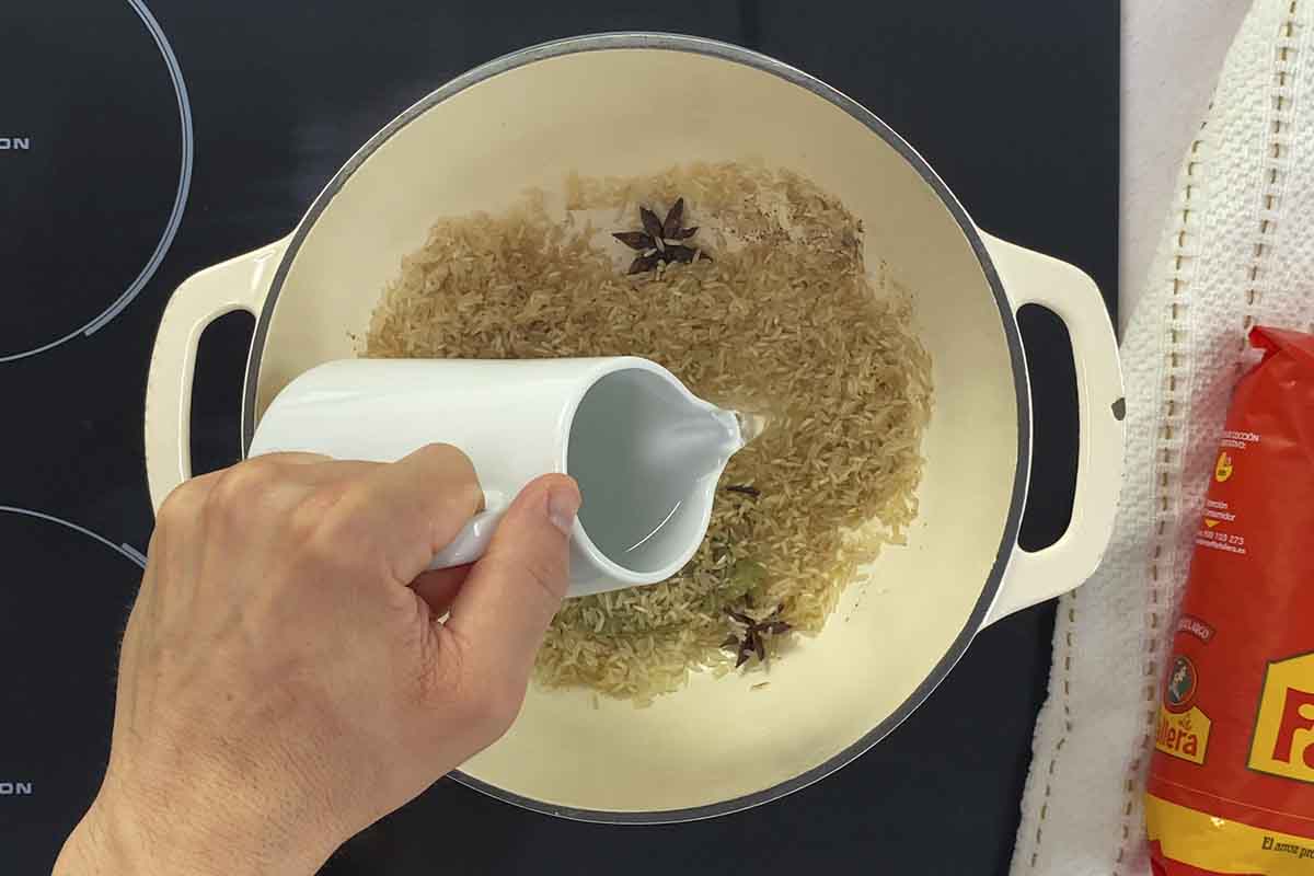 paso a paso arroz indio agua
