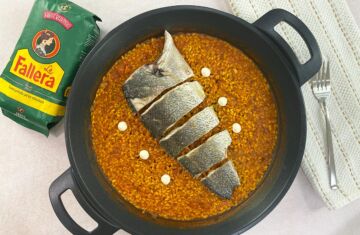 Presentación de arroz con corvina