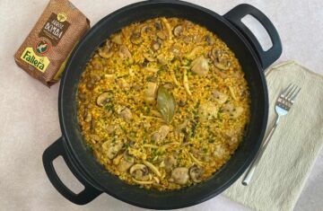 arroz con pollo y setas