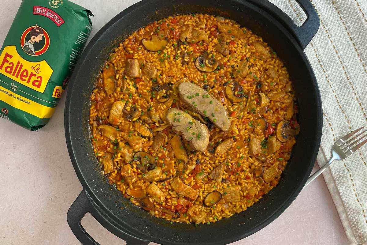 Arroz con secreto setas y foie: receta deliciosa