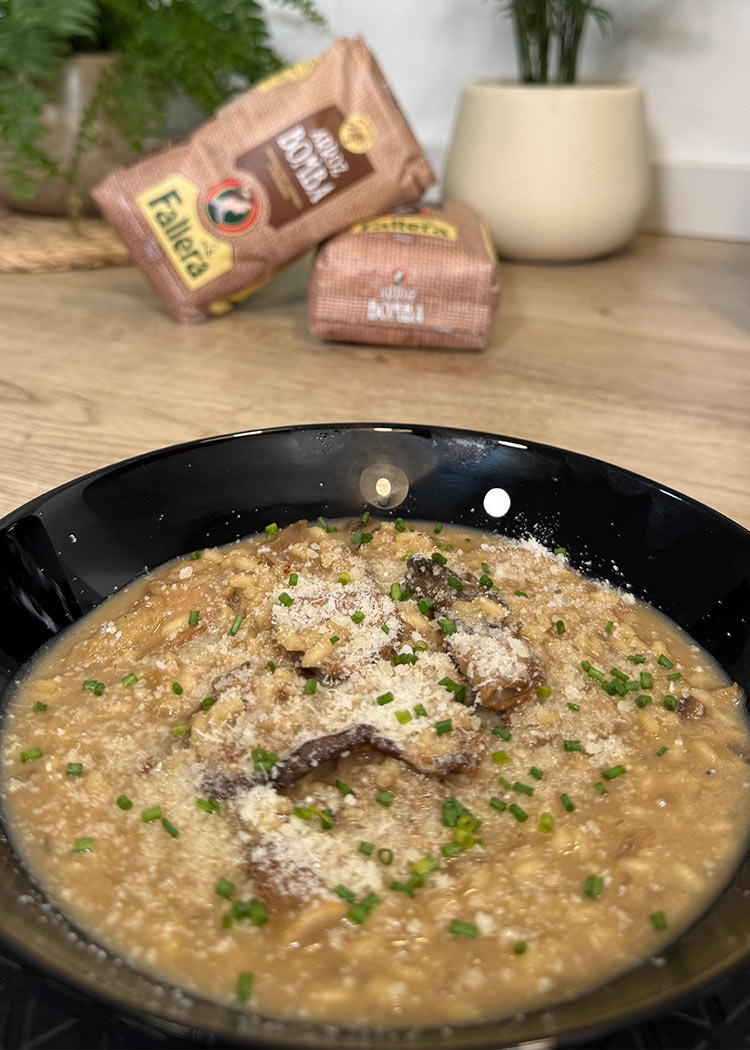 Presentación de Risotto de boletus