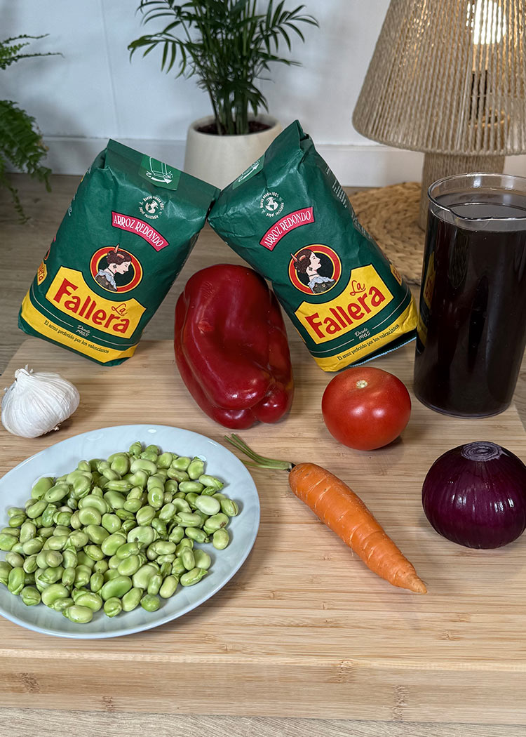 Ingredientes de arroz con habas