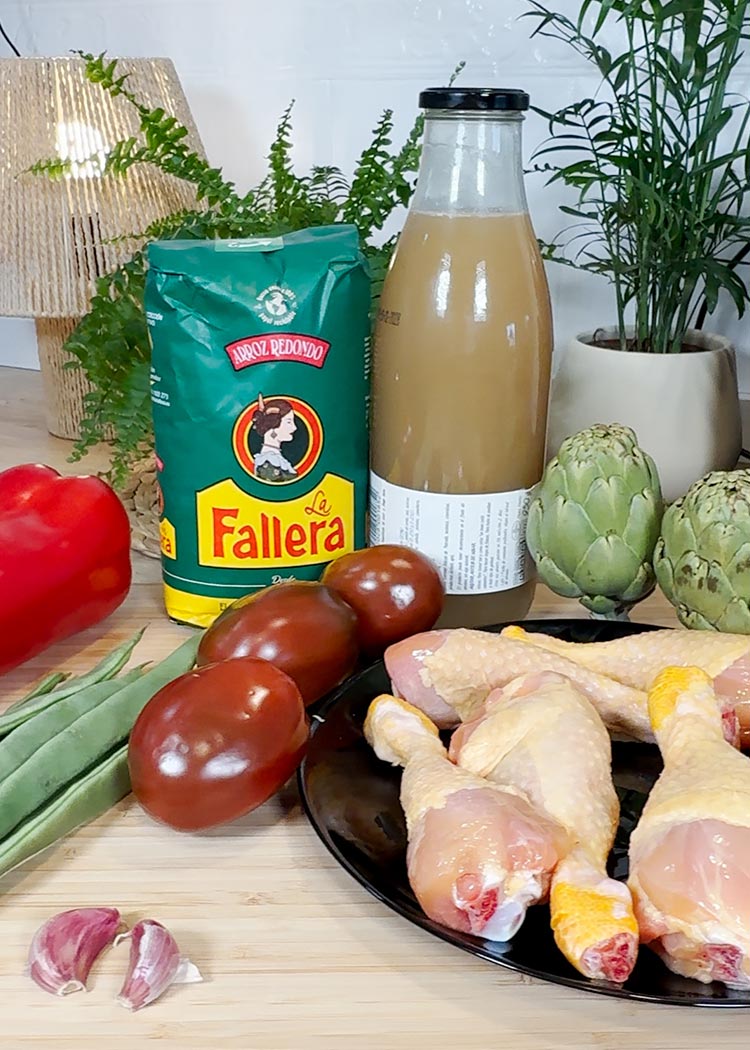 Ingredientes de arroz con muslitos de pollo