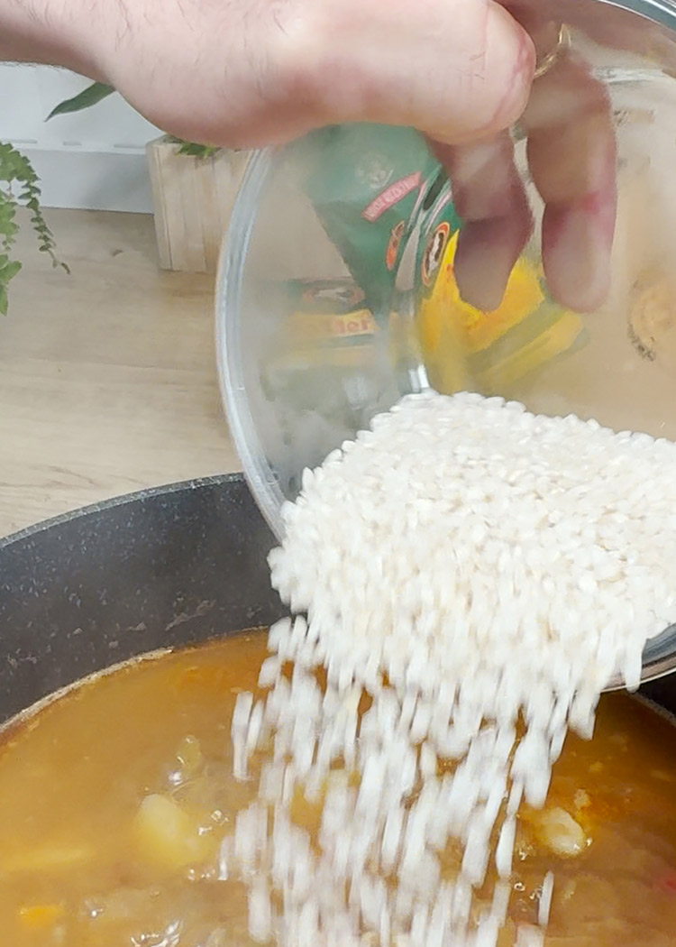 Incorporar arroz a Lentejas con verduras y arroz