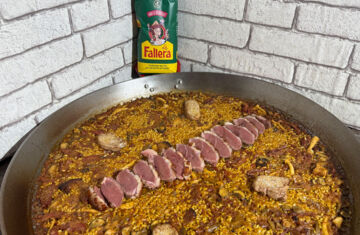Arroz con pato, setas y foei