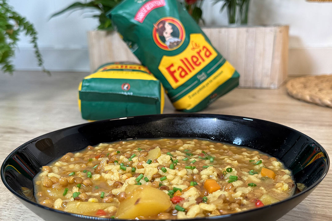 Lentejas con verduras y arroz