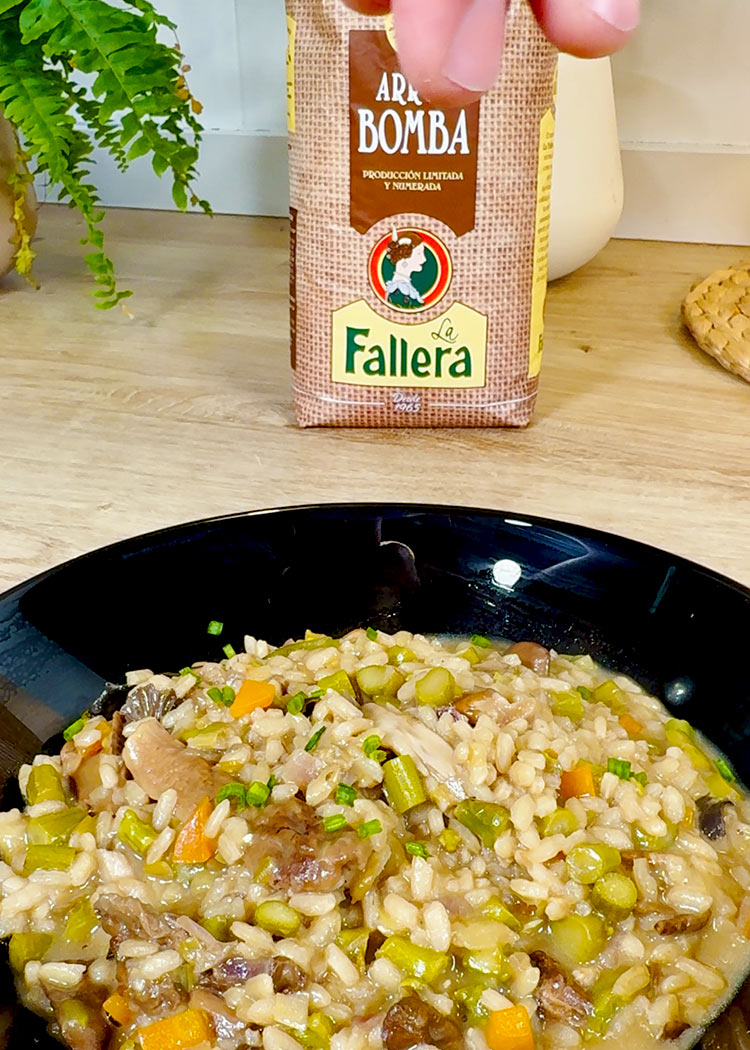 Presentación de Risotto de verduras