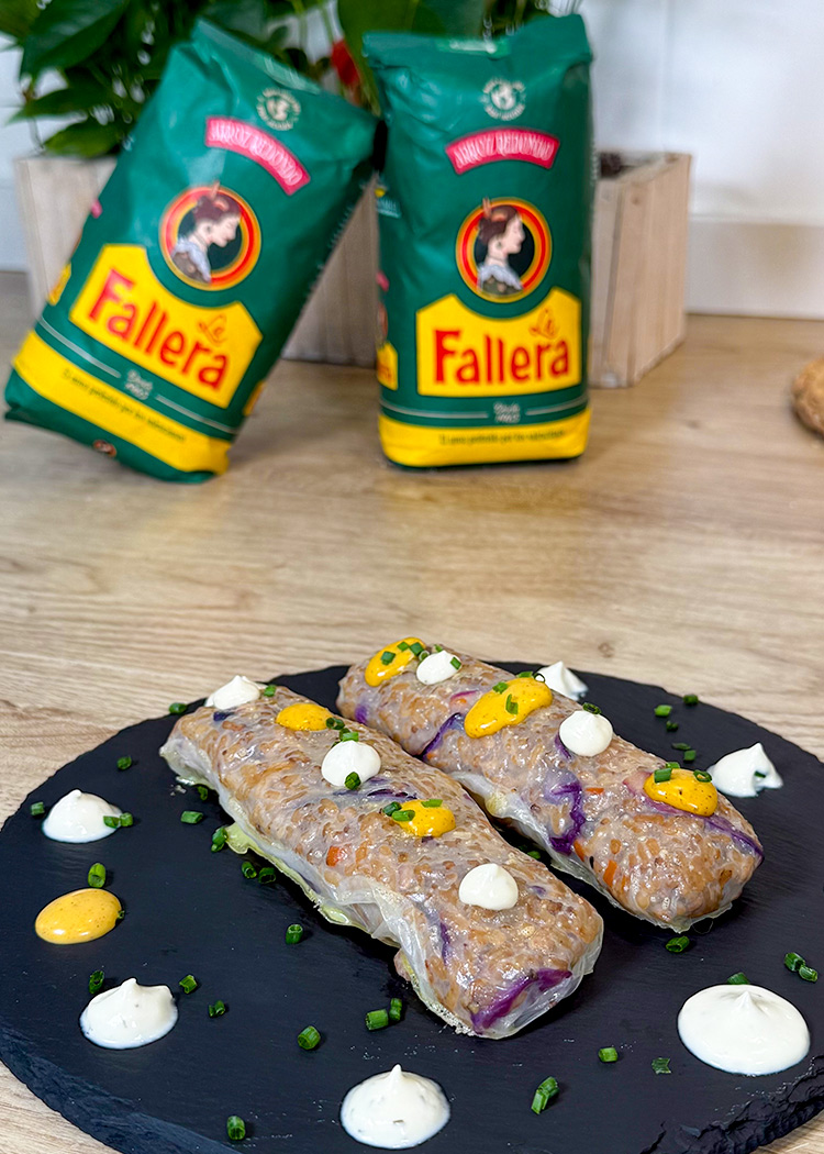 presentación para rollitos de arroz
