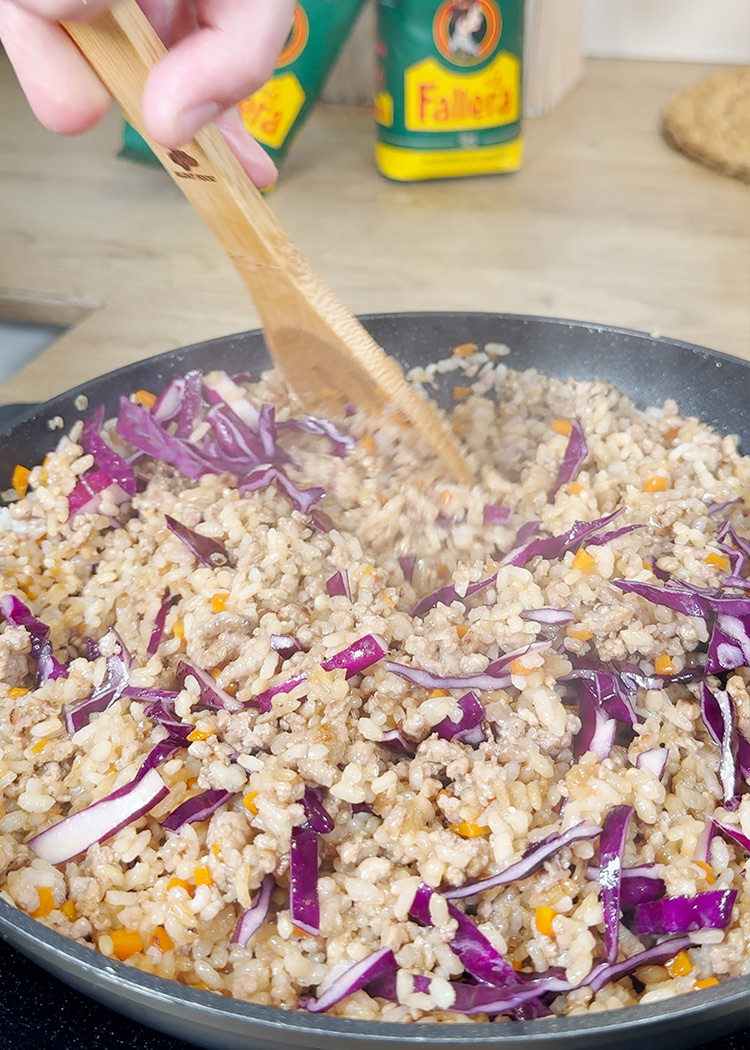 incorporar arroz para rollitos de arroz
