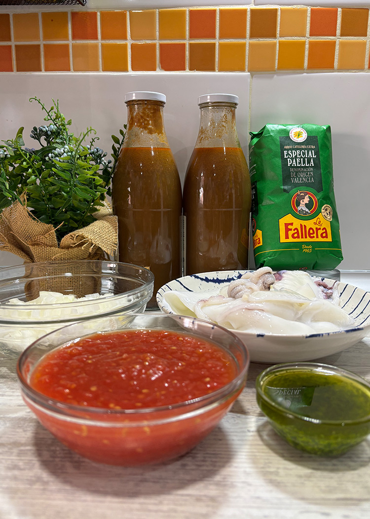 ingredientes para arroz con sepia 