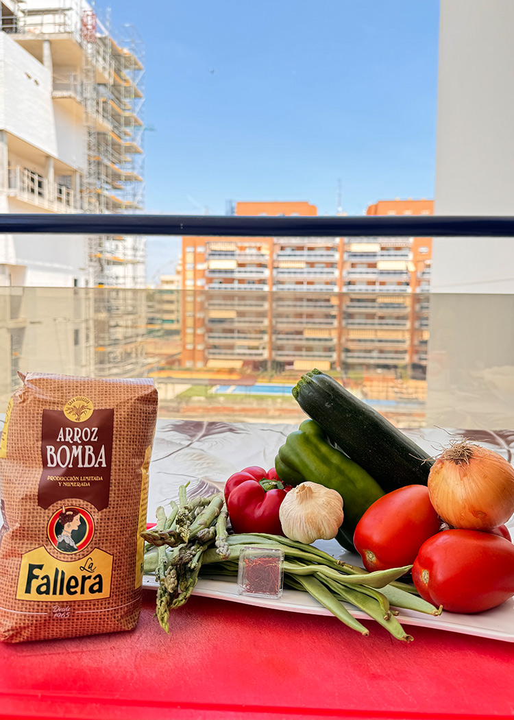 ingredientes para paella de verduras