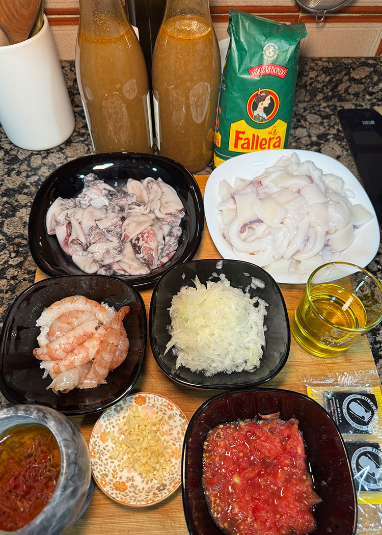 ingredientes para arroz negro