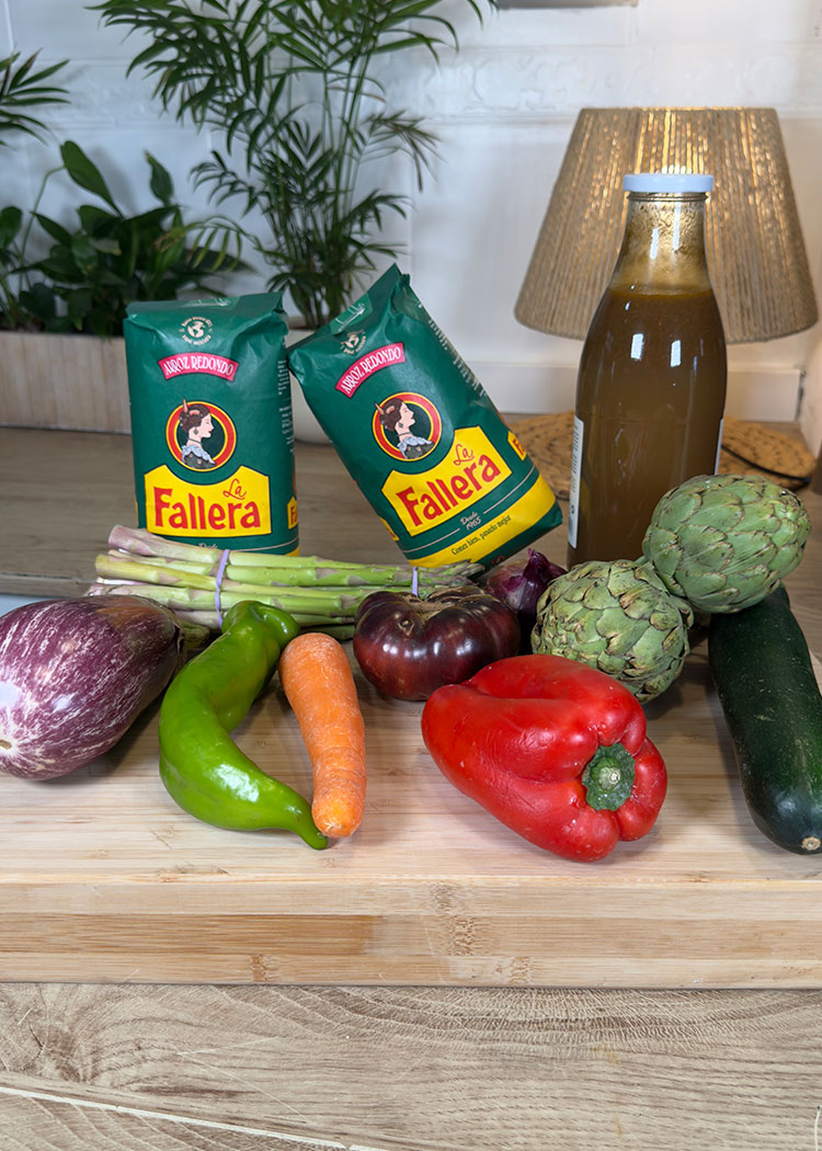 ingredientes para paella de verduras