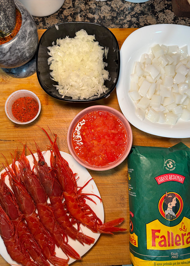 ingredientes para paella de carabineros 