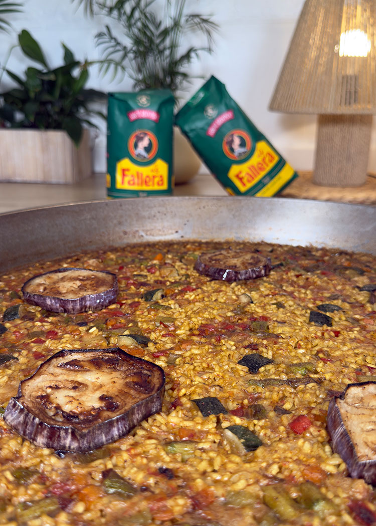 colocar berenjena para paella de verduras