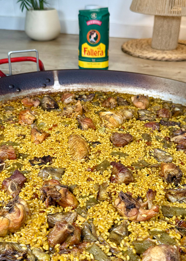 paella de carne y verduras