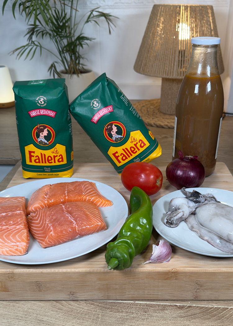 ingredientes para arroz con salmón 