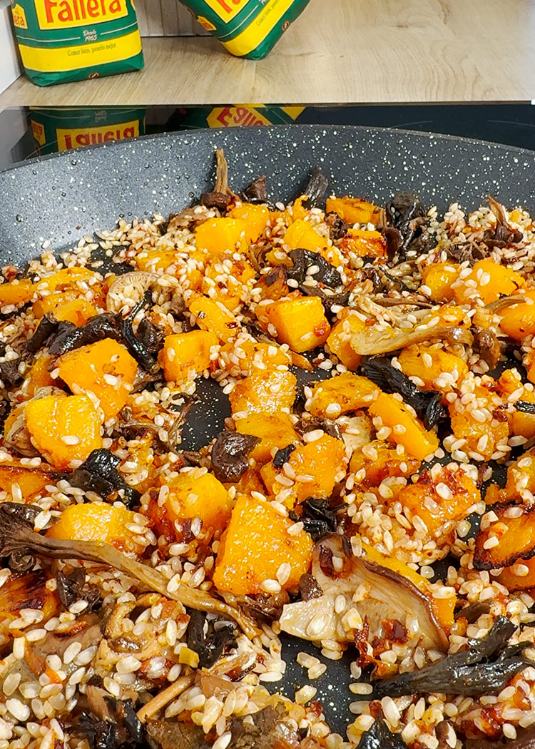 Nacarar el arroz para arroz con calabaza