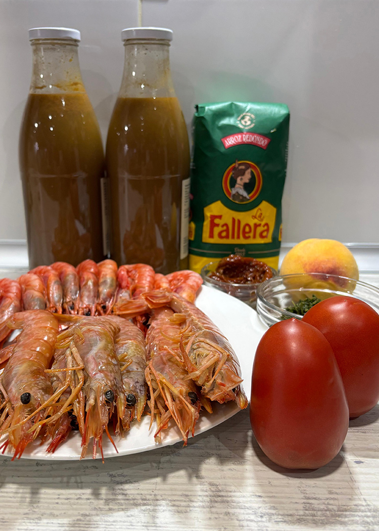 ingredientes para paella de gambas