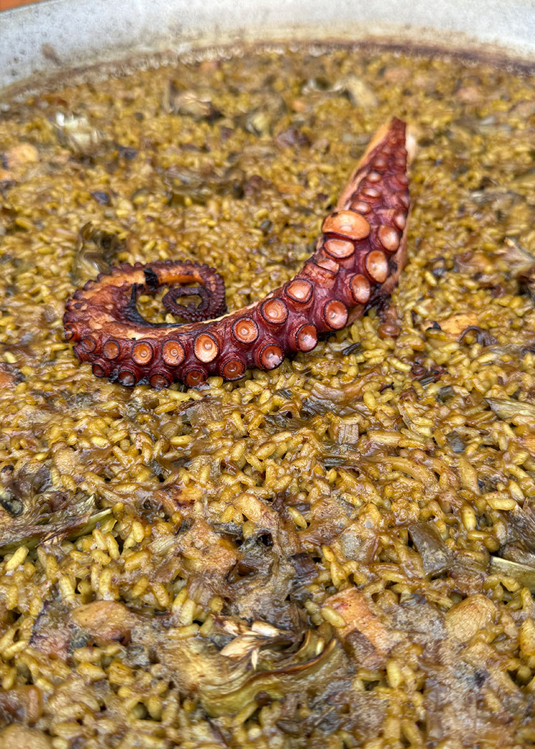 arroz pulpo y alcachofas para arroz con pulpo y alcachofas