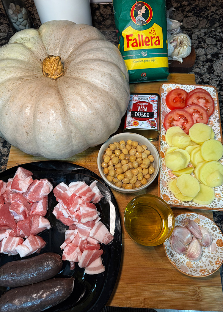 ingredientes para arroz con calabaza