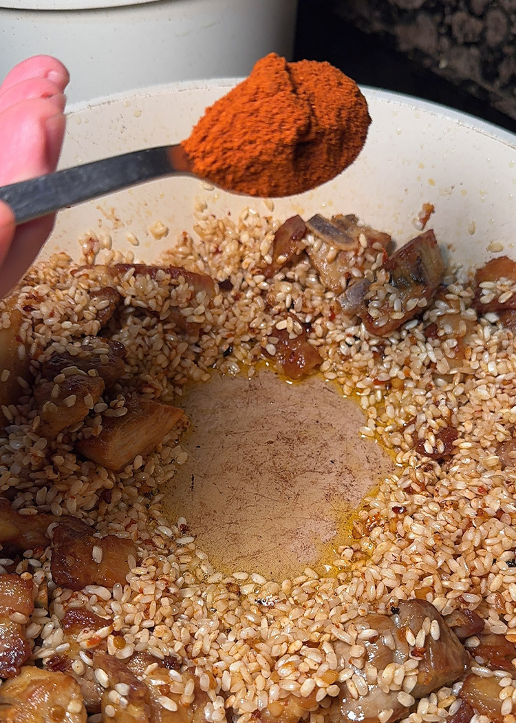  añadir arroz para arroz con calabaza